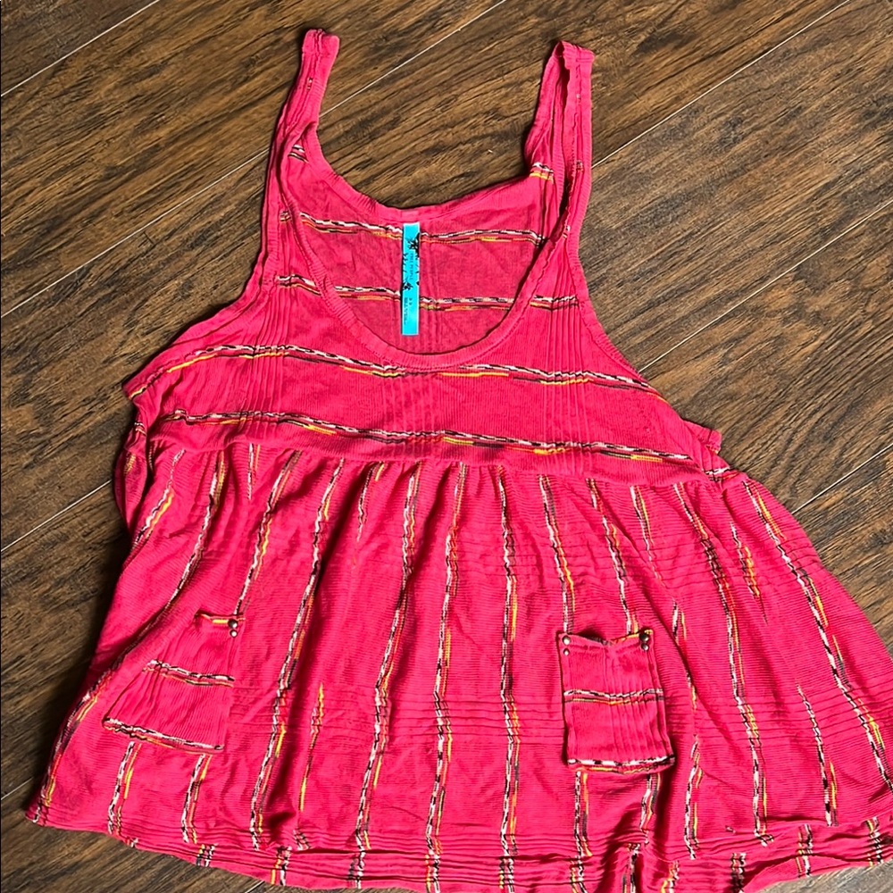 Free People Pink Striped Sleeveless Top